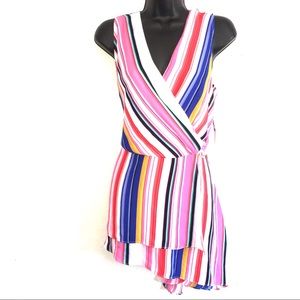 THALIA SODI MULTICOLORED ASYMMETRIC BLOUSE NWT